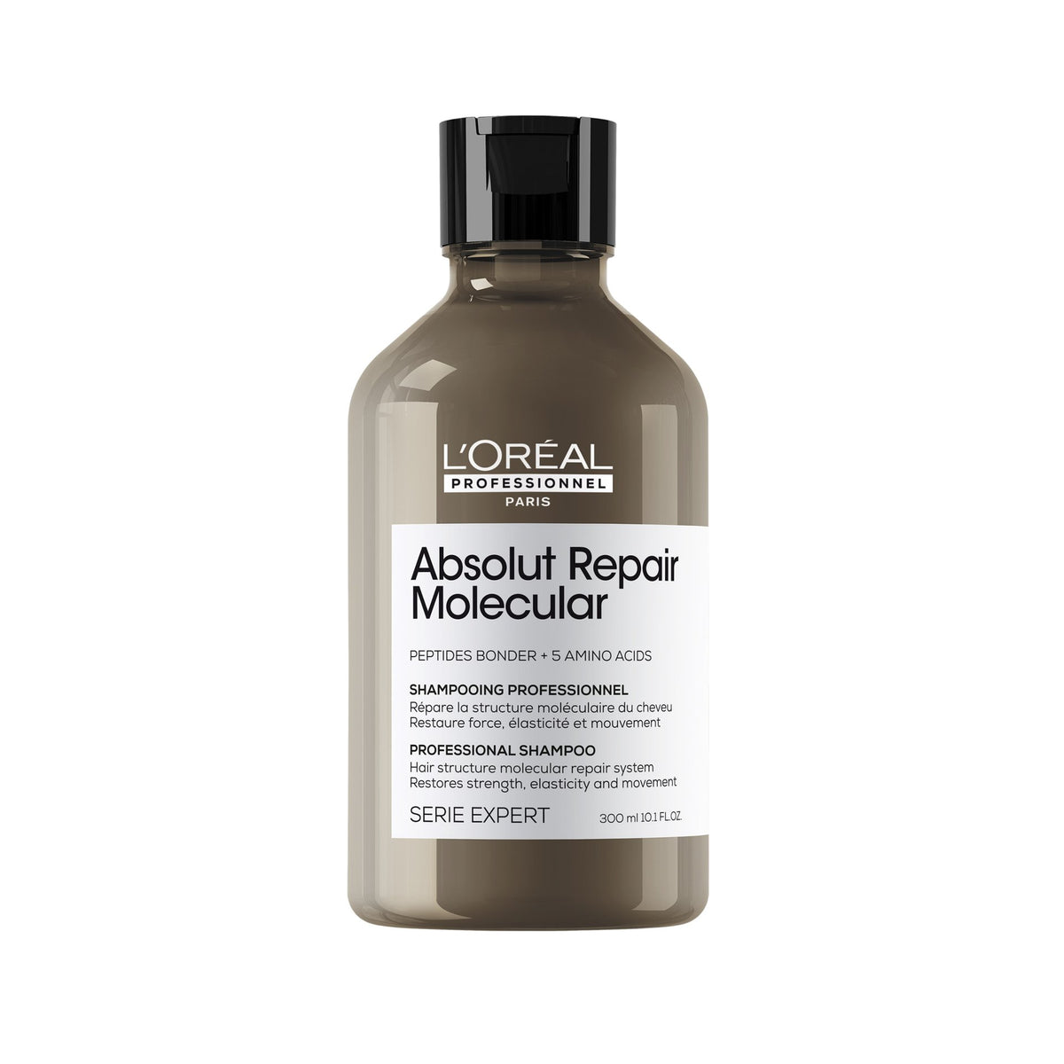 L’Oréal Professionnel ABSOLUT REPAIR MOLECULAR – Sulfatfreies molekulares Reparatur-Shampoo für strukturgeschädigtes Haar 300ml – Herstellerbild