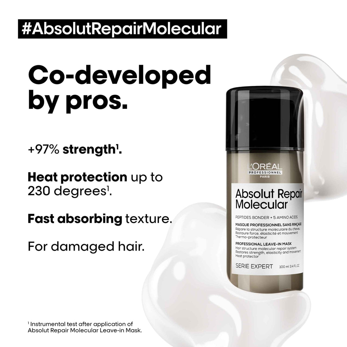 L’Oréal Professionnel ABSOLUT REPAIR MOLECULAR Leave-in: Leichte Leave-in-Textur und Hitzeschutz