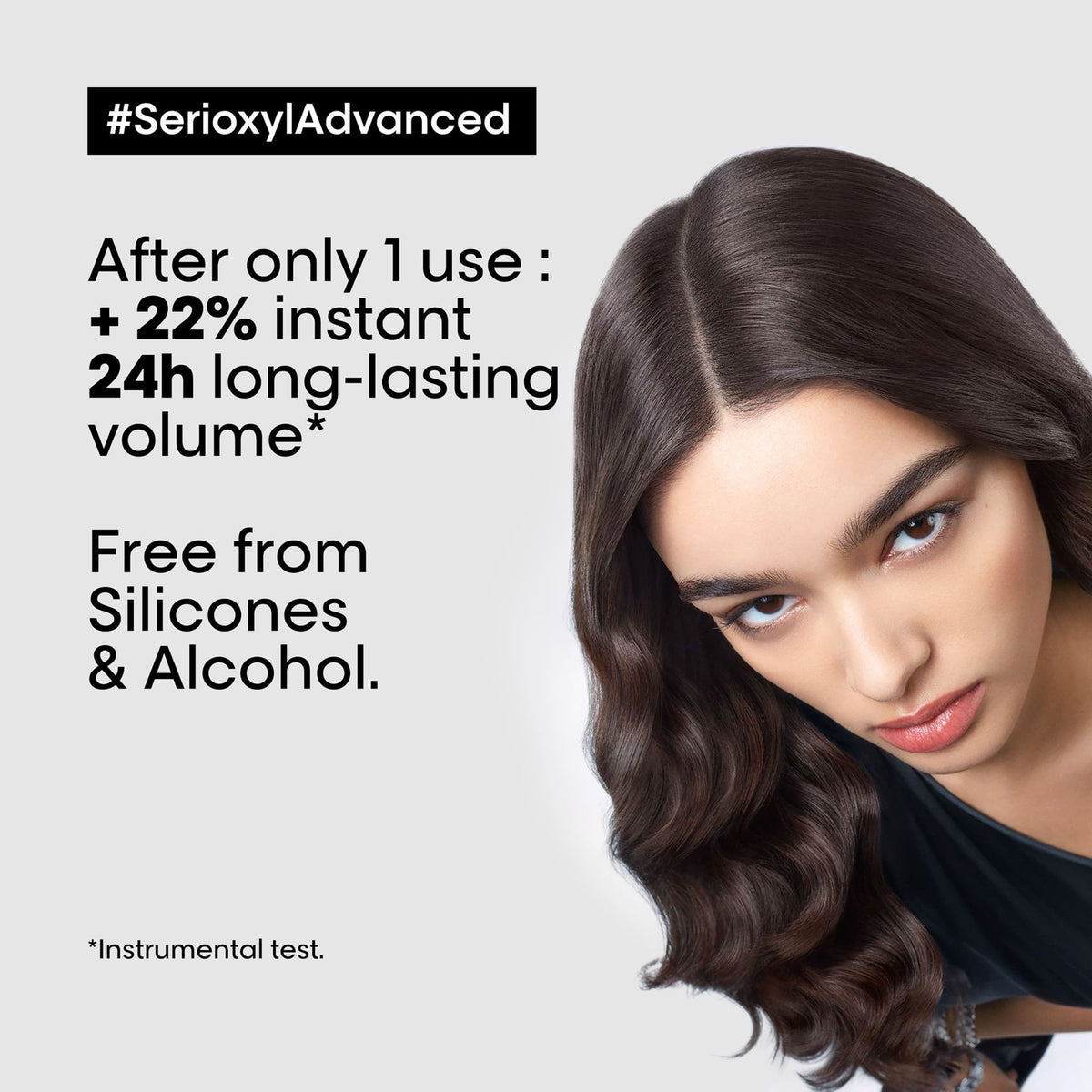 L’Oréal Professionnel SERIOXYL ADVANCED Shampoo: Herstellerangaben zu Volumen mit instrumentellem Test