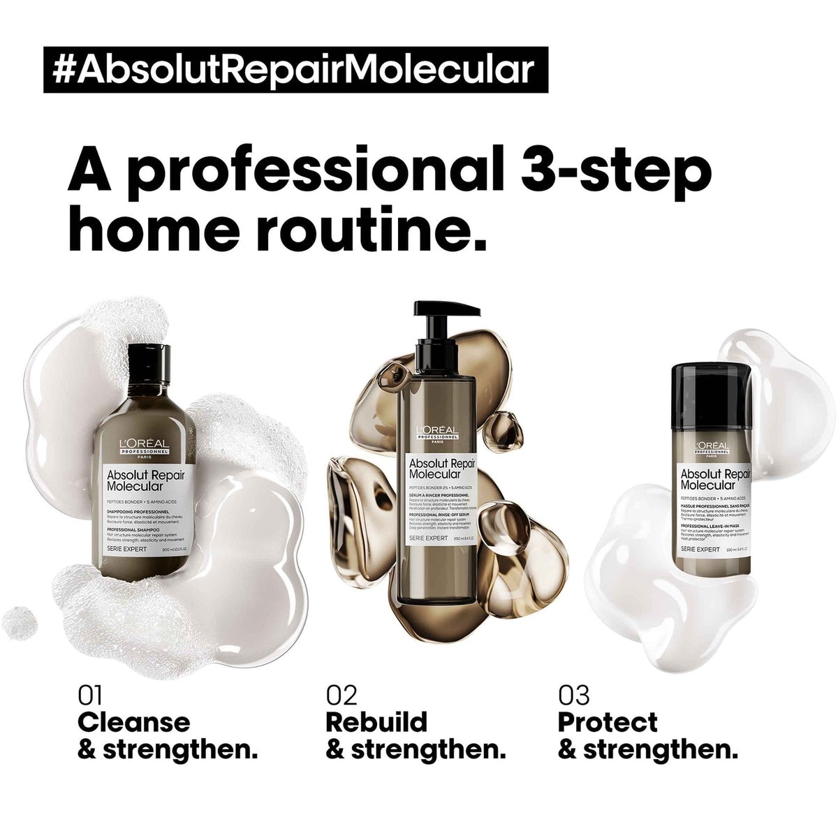 L’Oréal Professionnel ABSOLUT REPAIR MOLECULAR Rinse-Off Serum: Dreistufige Molecular Pflegeroutine, weitere Produkte separat
