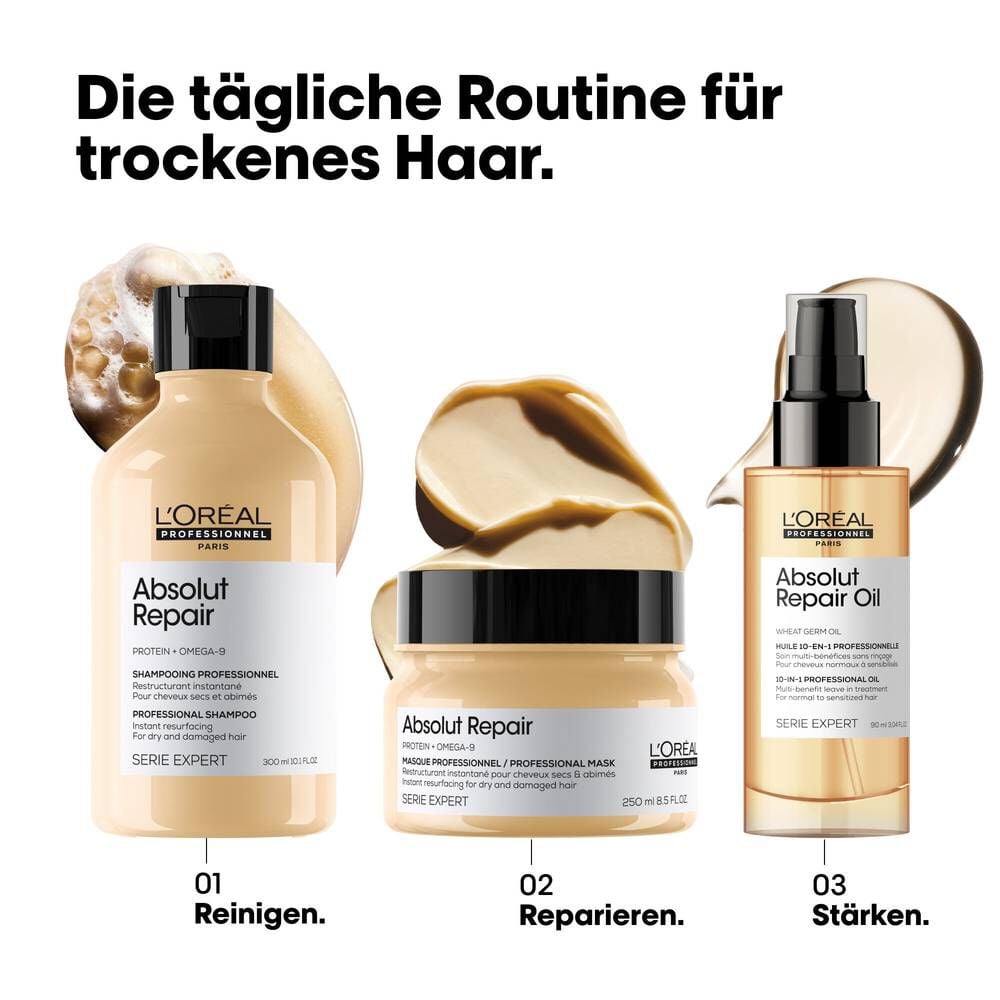 Absolut Repair Shampoo, Maske und Öl – separat erhältliche Pflegeroutine