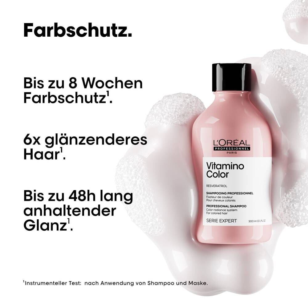 Vitamino Color – Hersteller-Testangaben zur Routine aus Shampoo und Maske