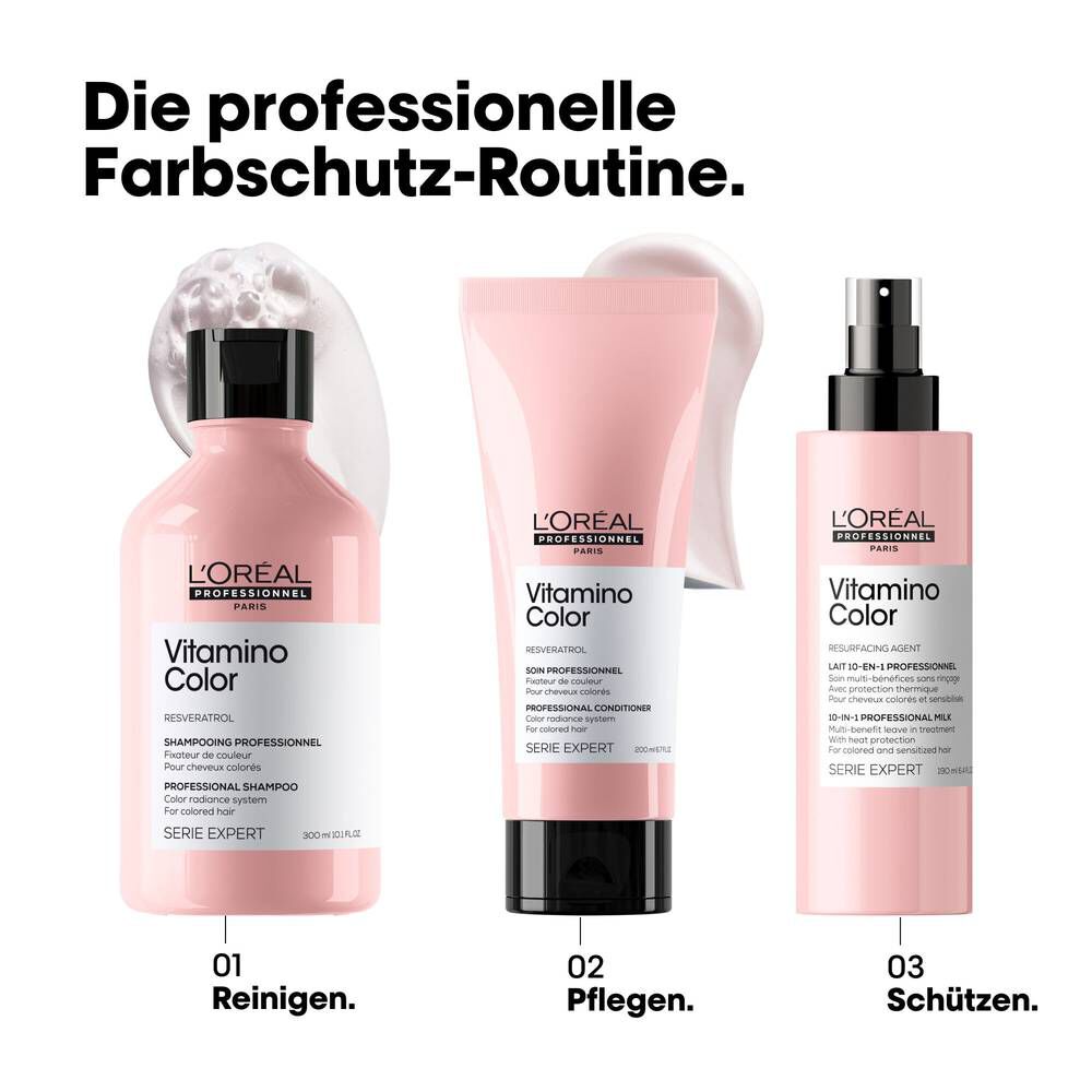 Vitamino Color Shampoo, Conditioner und Spray – separat erhältliche Pflegeroutine