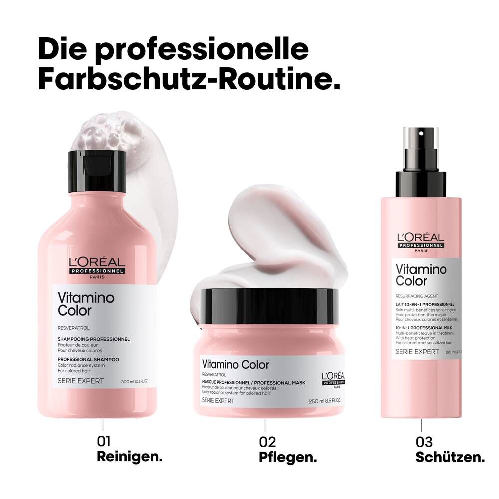 Vitamino Color Shampoo, Maske und Spray – separat erhältliche Pflegeroutine