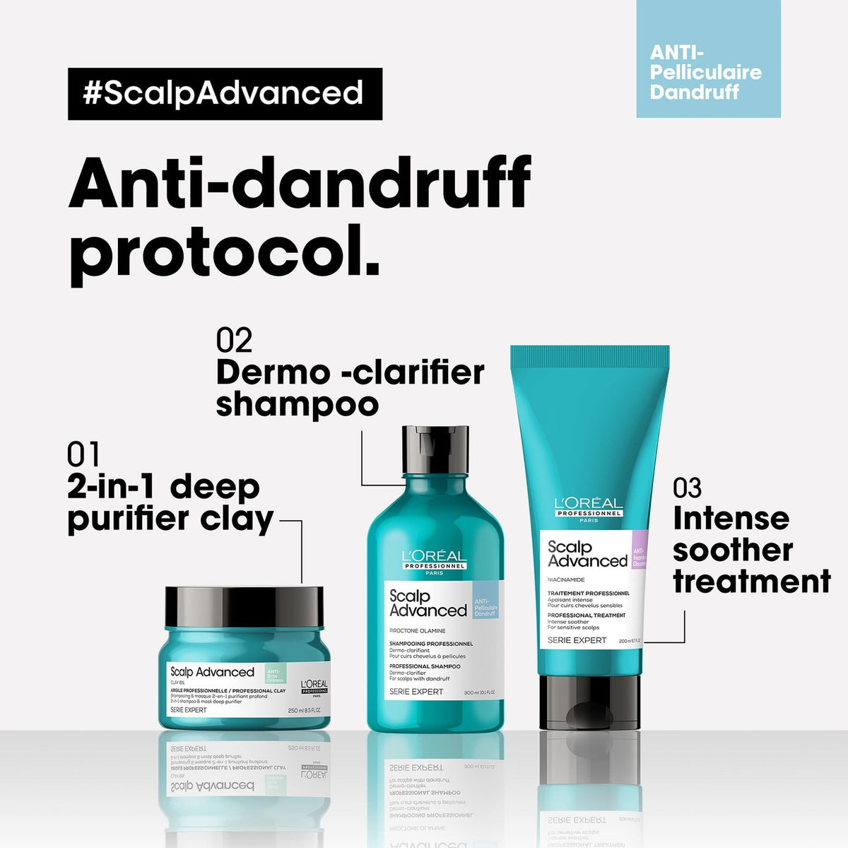 L’Oréal Professionnel SCALP ADVANCED Anti-Dandruff Shampoo: Kopfhaut-Pflegeroutine, weitere Produkte separat