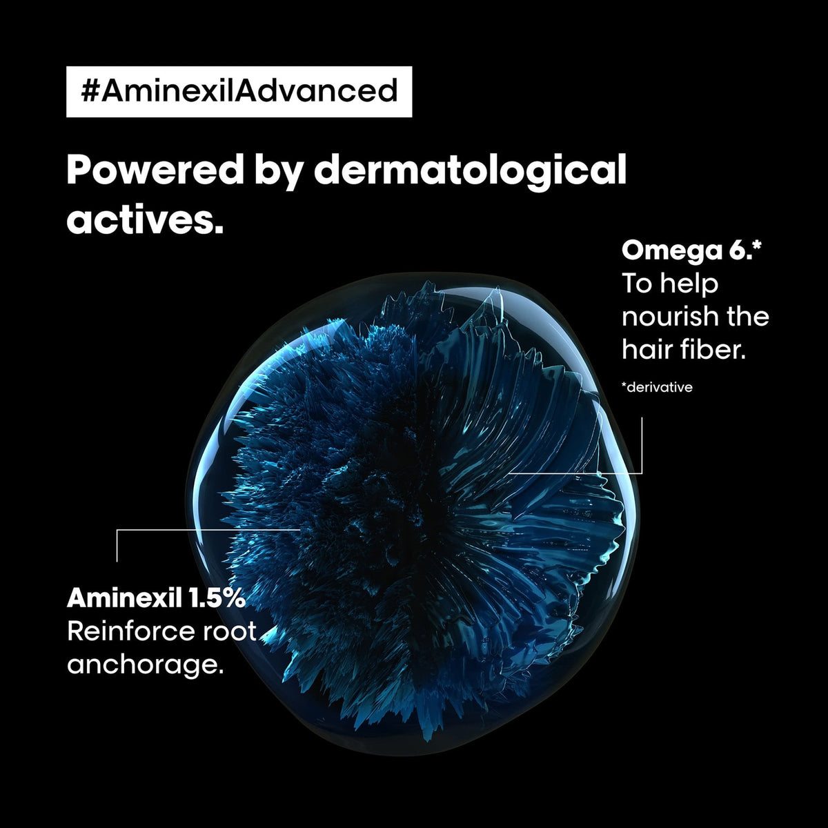 L’Oréal Professionnel AMINEXIL ADVANCED Kopfhautserum: Aminexil und Omega6 im Hersteller-Technologiemotiv