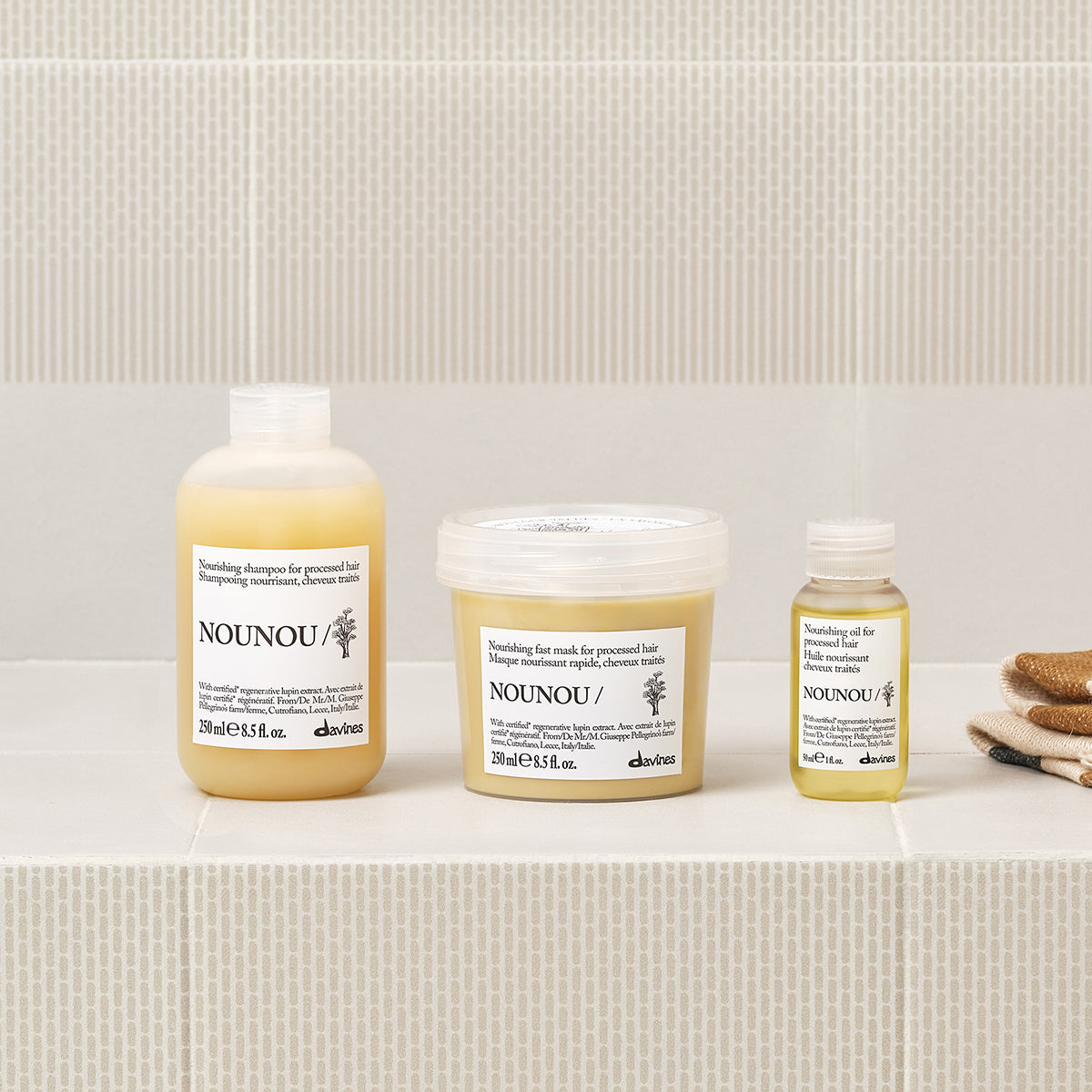 Davines NOUNOU Shampoo, Mask und Oil als separat erhältliche Pflegeroutine