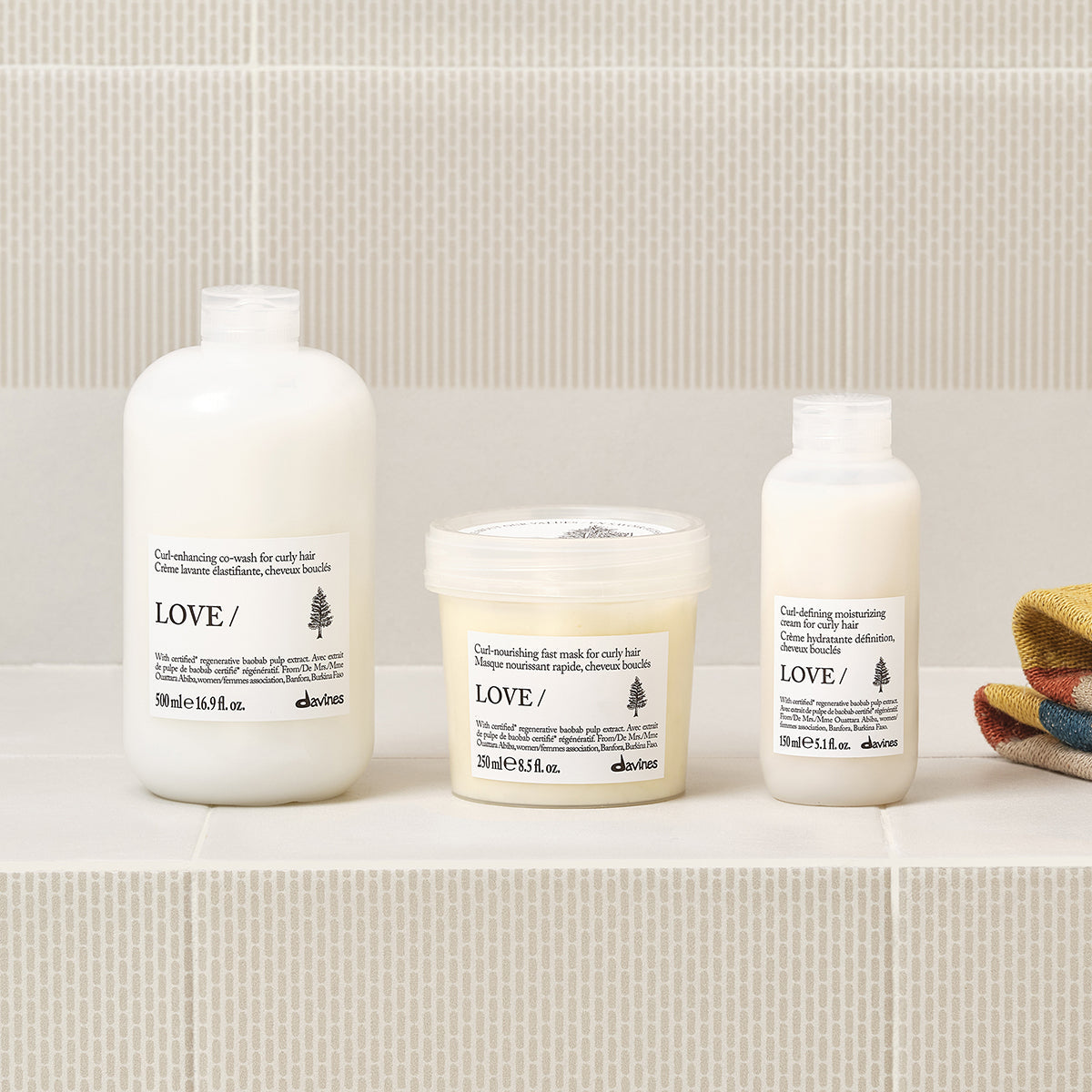 Davines LOVE CURL Co-Wash, Mask und Cream als separat erhältliche Pflegeroutine