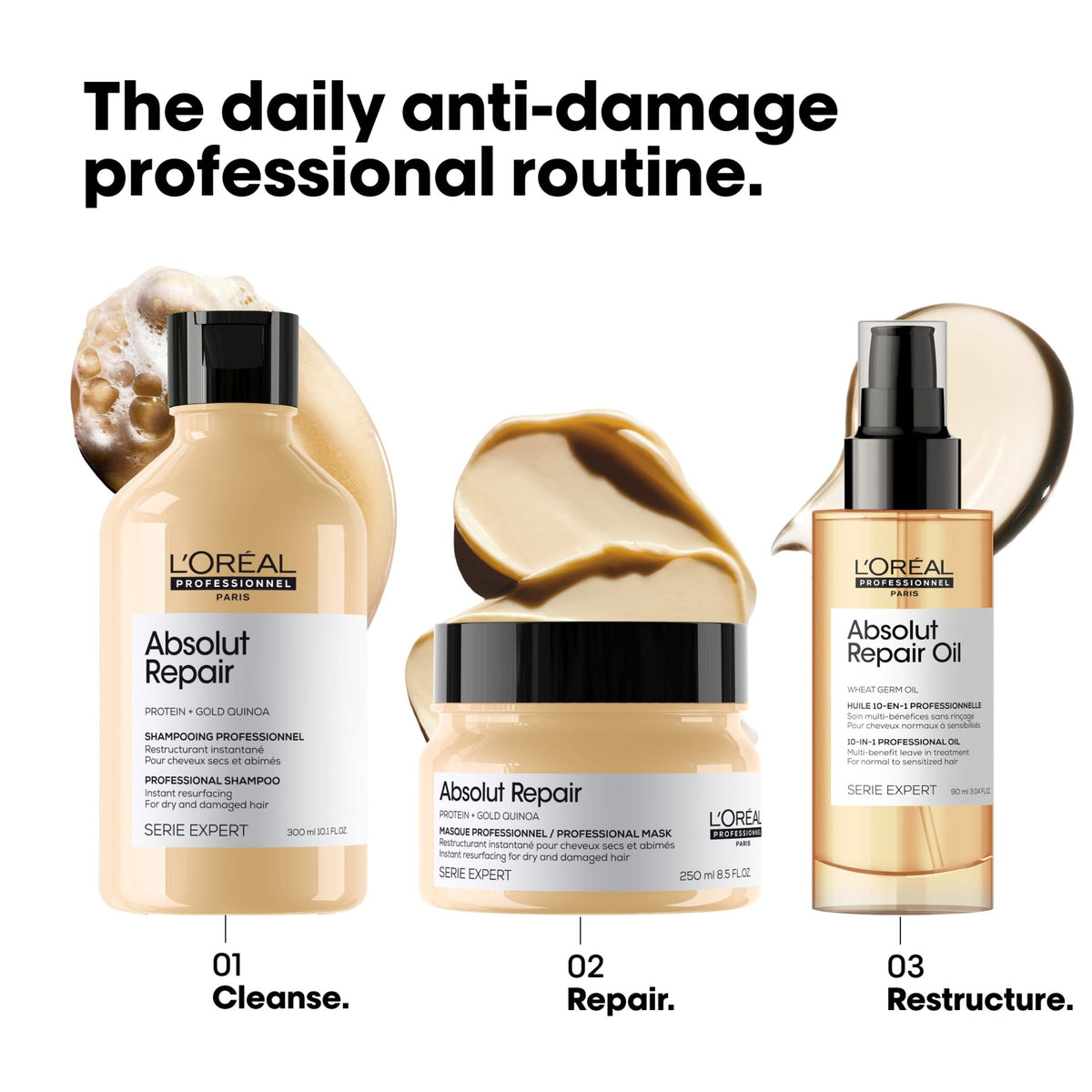 L’Oréal Professionnel ABSOLUT REPAIR – 10-in-1 Pflegeöl: Absolut Repair Pflegeroutine, weitere Produkte separat