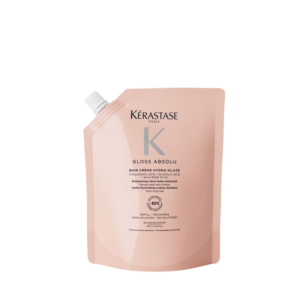Kérastase Gloss Absolu Bain Crème Hydra-Glaze – Nachfüllbeutel 500 ml, Crème-Ausführung für dickes Haar; Flasche separat