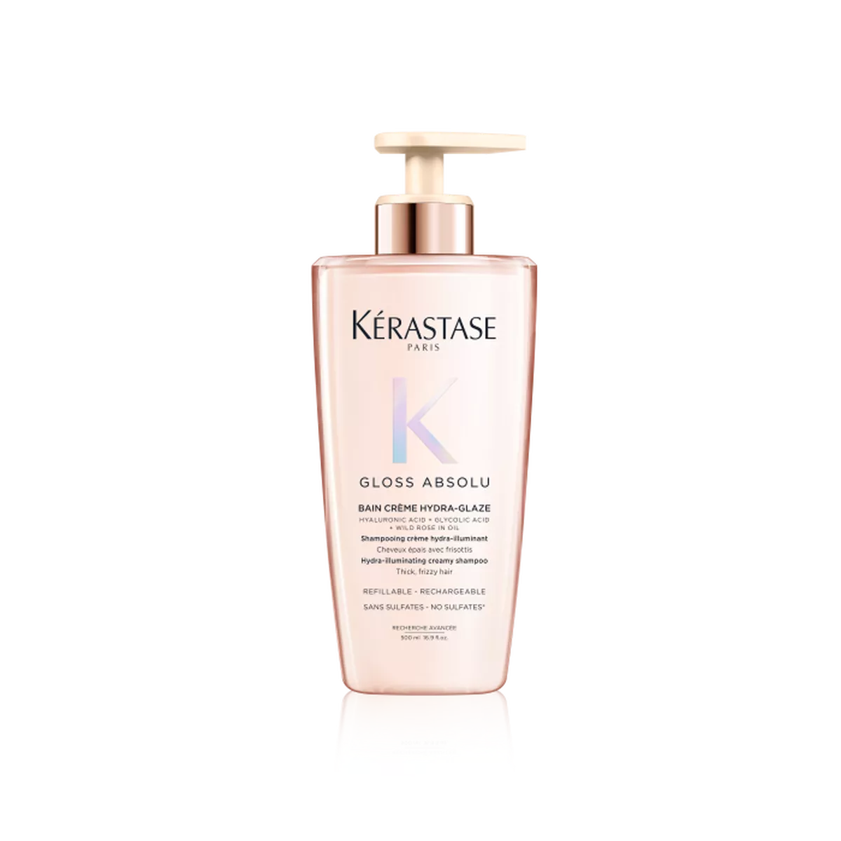 Kérastase Gloss Absolu Bain Crème Hydra-Glaze – nachfüllbare Pumpflasche 500 ml, Crème-Ausführung für dickes Haar