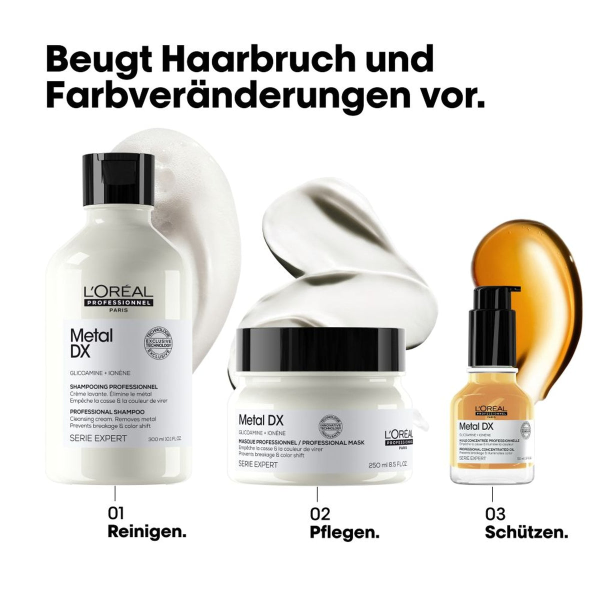 L’Oréal Professionnel METAL DX – Konzentriertes Öl: Metal DX Pflegeroutine, weitere Produkte separat