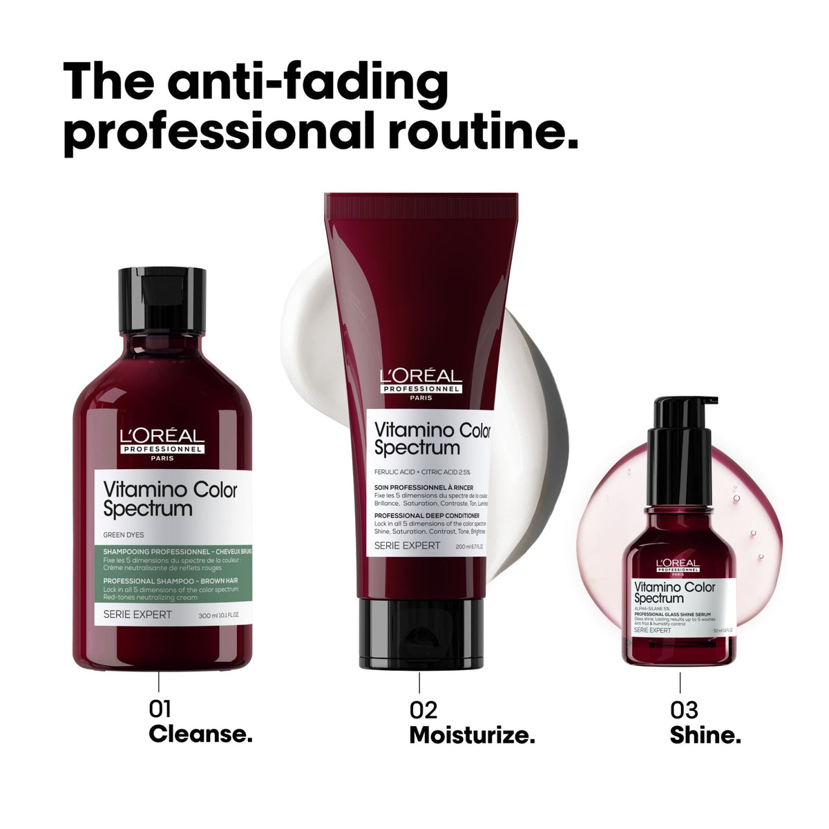 L’Oréal Professionnel VITAMINO COLOR SPECTRUM – Red Tones Neutralizing Shampoo für dunkelbraunes Haar: Spectrum Pflegeroutine, weitere Produkte separat